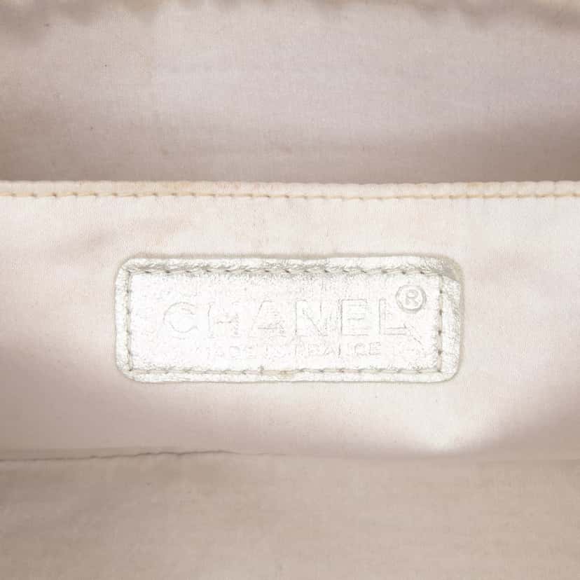 Chanel New Travel Line Medium Metallic Nylon Single Flap Silver Good condition - Box View