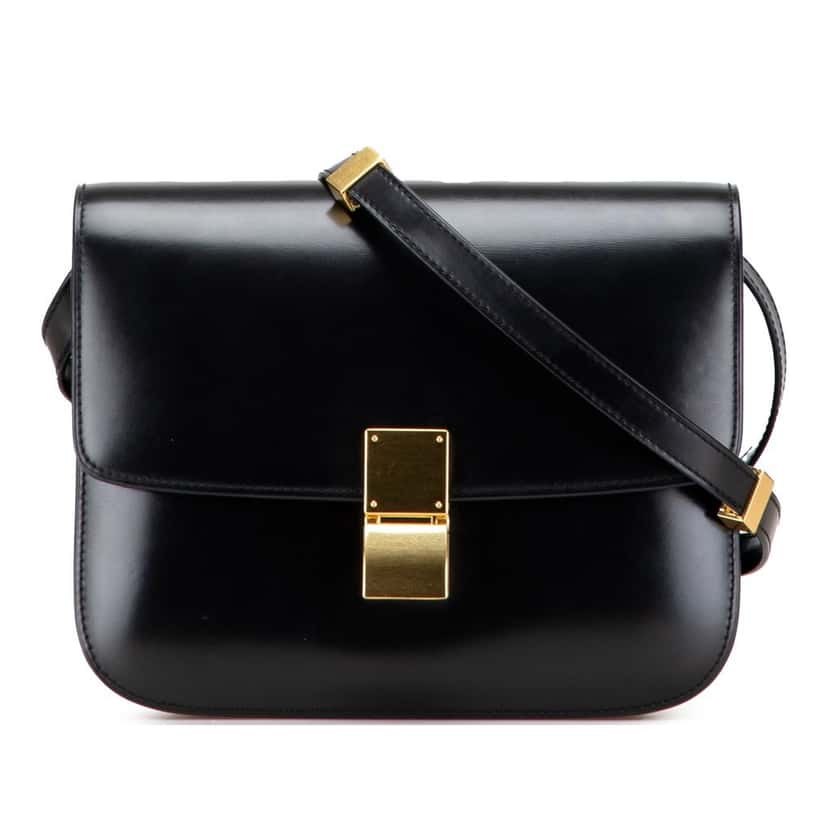 Celine Medium Calfskin Classic Box Black Leather Good condition - Front View