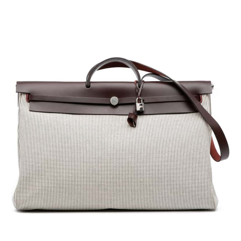 Hermès Toile Quadrille Vache Hunter Herbag Zip Cabine 50 Brown Canvas Good condition - Front View