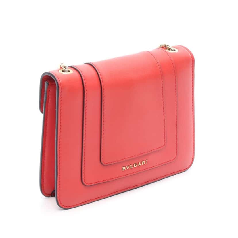 Bvlgari Small Leather Square Serpenti Forever Chain Crossbody Red Leather Good condition - Back View