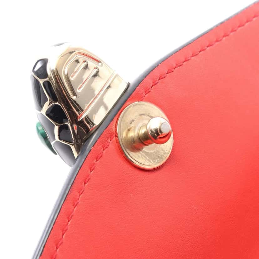 Bvlgari Small Leather Square Serpenti Forever Chain Crossbody Red Leather Good condition - Box View