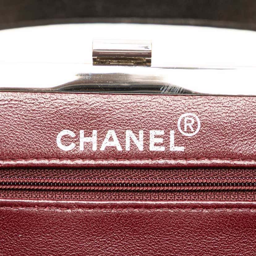 Chanel CC Quilted Lambskin Kiss Lock Frame Top Handle Bag Black Leather Good condition - Box View