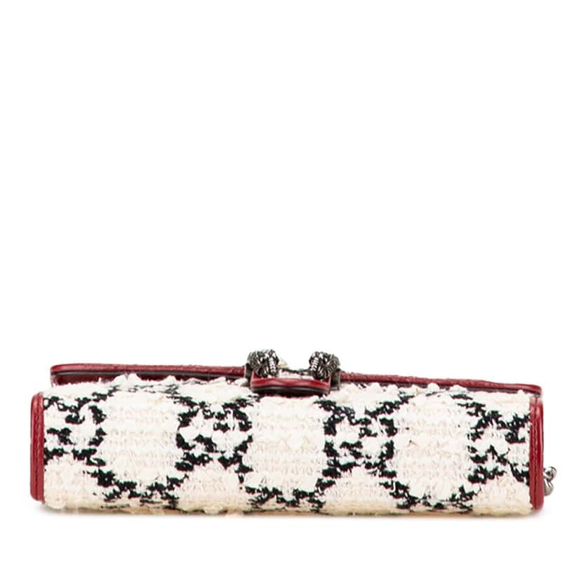Gucci GG Tweed Dionysus Wallet on Chain White Tweed Good condition - Inside View