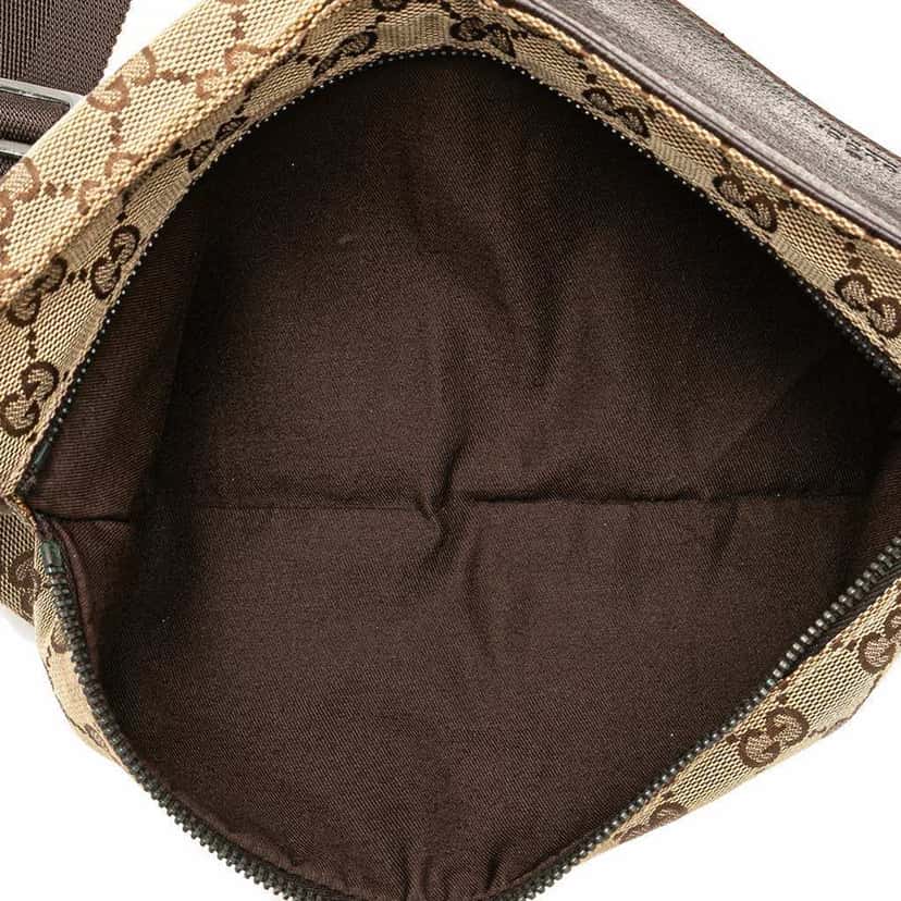 Gucci GG Canvas Double Pocket Belt Bag Brown Canvas Good condition - Model View
