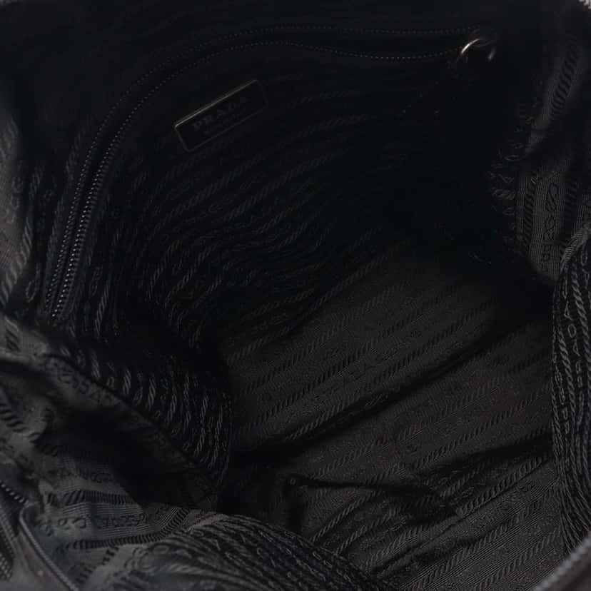 Prada Saffiano Trimmed Tessuto Zip Top Crossbody Black Good condition - Inside View