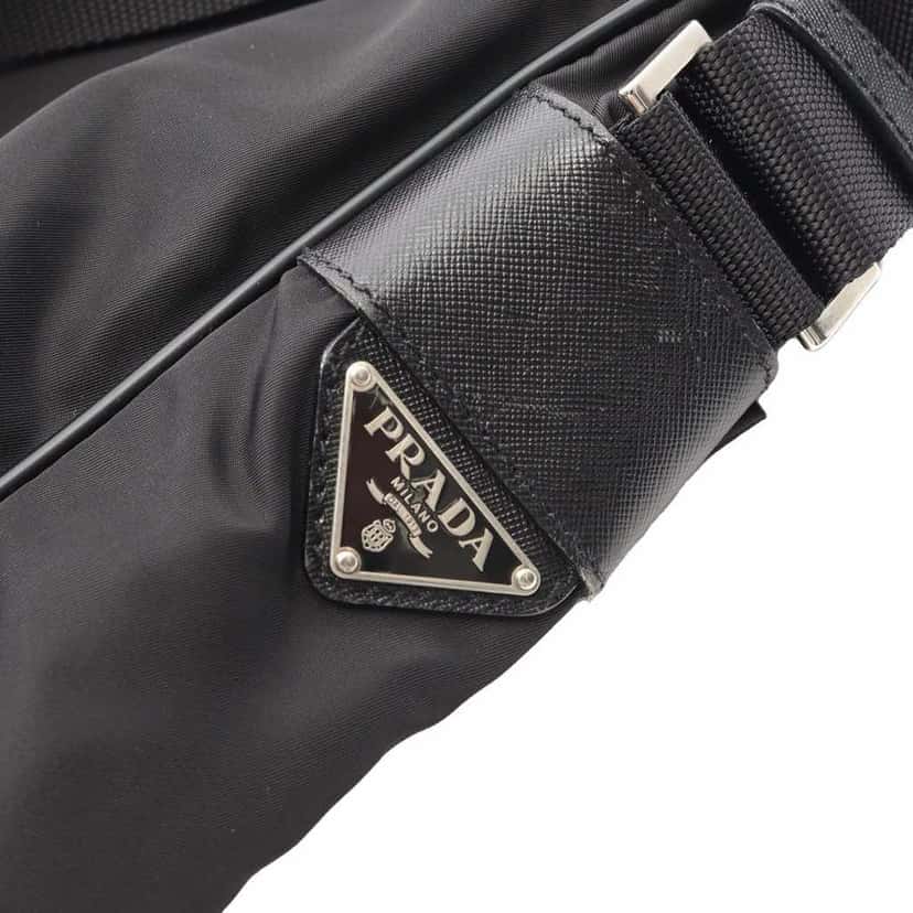 Prada Saffiano Trimmed Tessuto Zip Top Crossbody Black Good condition - Box View