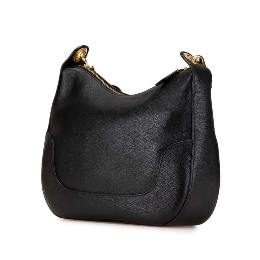 Prada Vitello Phenix Striped Strap Crossbody Black Leather Good condition - Back View