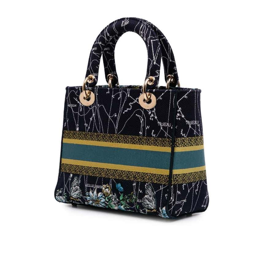 Dior Medium Canvas Embroidered Zodiac Lady D Lite Blue Canvas Good condition - Back View