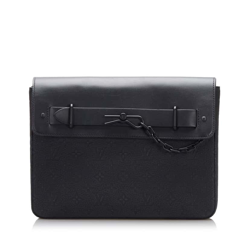 Louis Vuitton Monogram Taurillon Pochette Steamer Black Leather Good condition - Front View