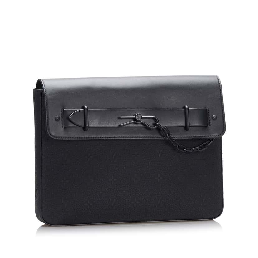 Louis Vuitton Monogram Taurillon Pochette Steamer Black Leather Good condition - Back View