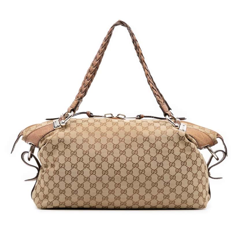 Gucci Medium GG Canvas Bamboo Bar Tote Brown Canvas Good condition - Front View