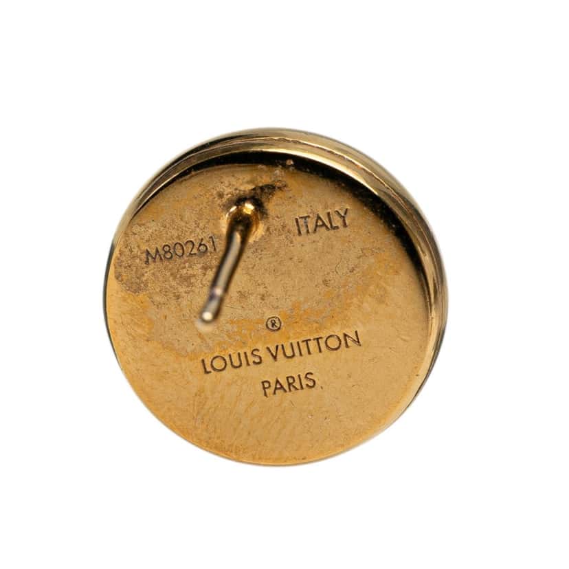 Louis Vuitton Gold Plated Boucle de Reuil Maxi Studs LV Stellar Push Back Earrings Gold Metal Good condition - Box View
