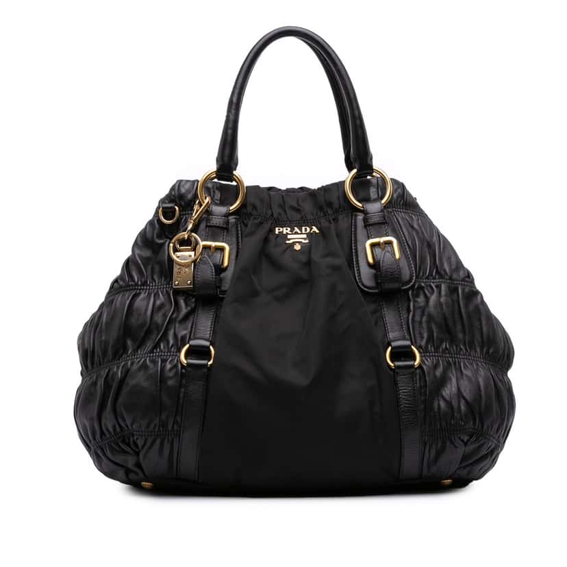 Prada Tessuto and Nappa Gaufre Satchel Black Good condition - Front View
