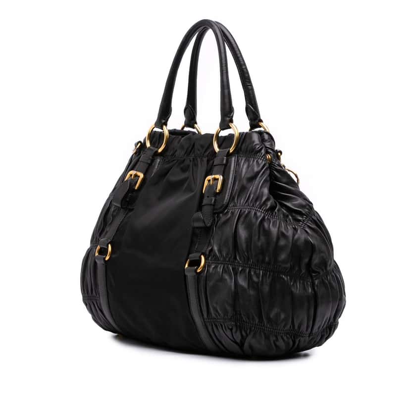 Prada Tessuto and Nappa Gaufre Satchel Black Good condition - Back View