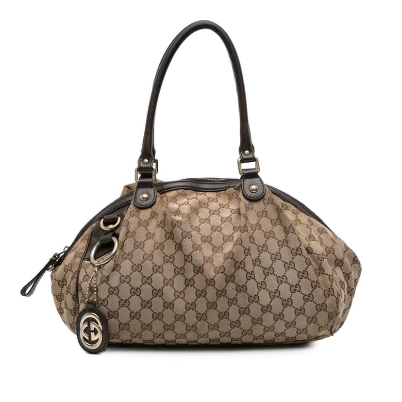 Gucci GG Canvas Sukey Satchel Brown Canvas Good condition - Front View
