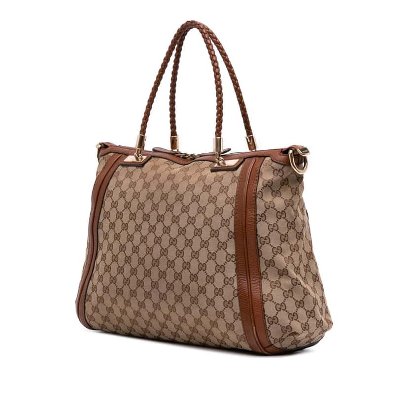 Gucci Large GG Canvas Bella Satchel Brown Canvas Good condition - Back View