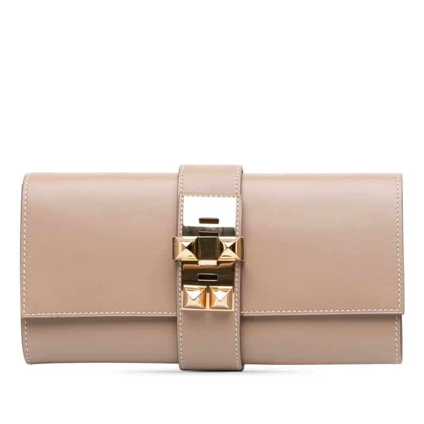 Hermès Tadelakt Medor Clutch 23 Brown Leather Good condition - Front View