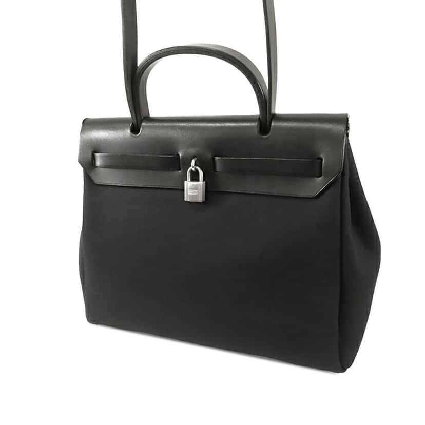 Hermès Toile Herbag 31 Black Canvas Good condition - Front View