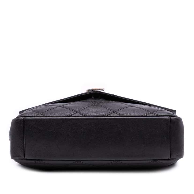 Saint Laurent Large Quilted Diamond Calfskin Monogram College Satchel Black Leather Good condition - Inside View