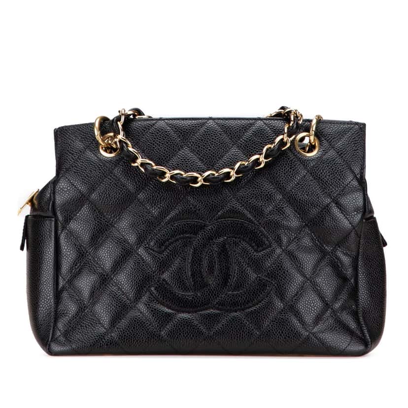 Chanel Petite Caviar Timeless Tote Black Leather Good condition - Front View