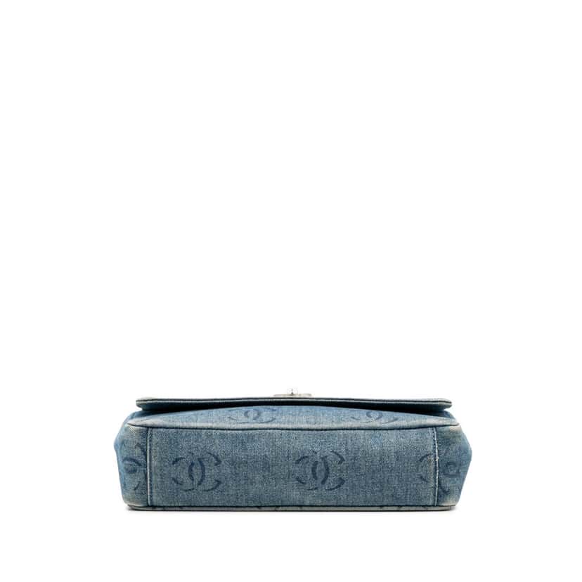 Chanel CC Printed Denim Single Flap Blue Denim Good condition - Inside View