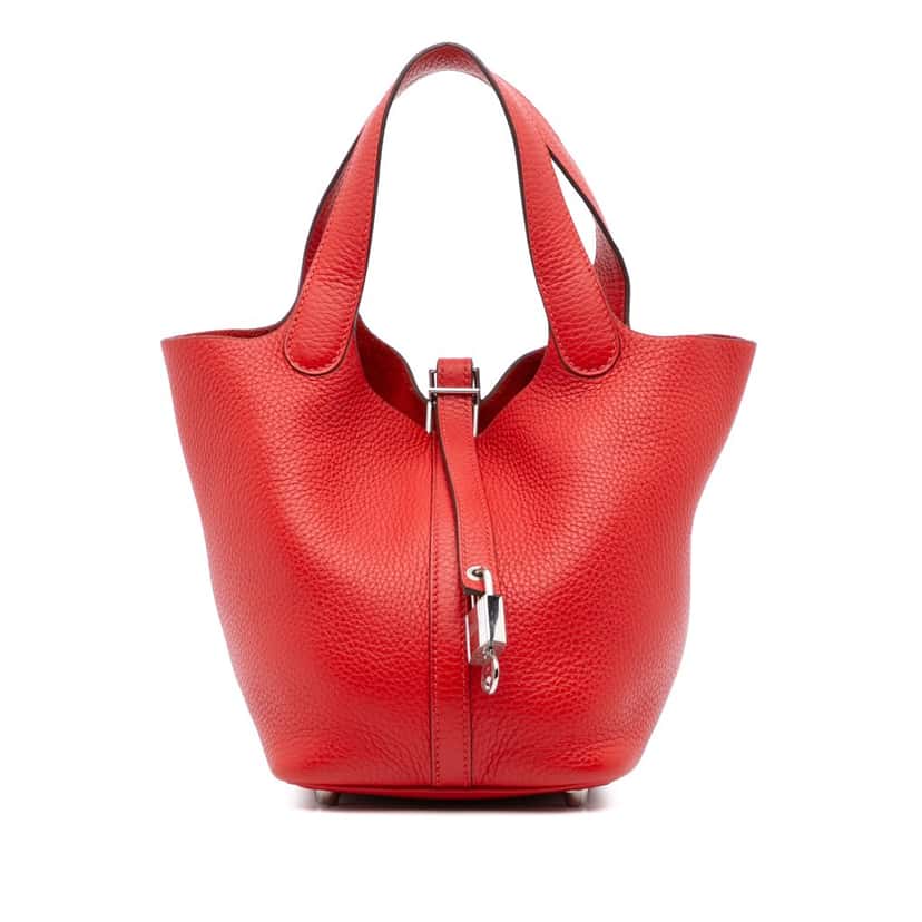 Hermès Clemence Picotin Lock 18 Red Leather Good condition - Front View