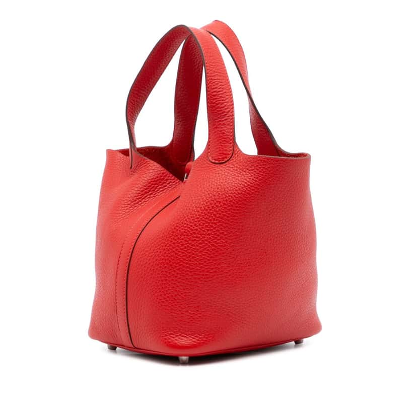 Hermès Clemence Picotin Lock 18 Red Leather Good condition - Back View