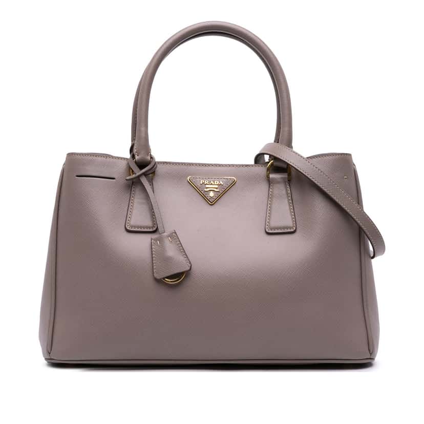Prada Small Saffiano Lux Galleria Satchel Brown Leather Good condition - Front View