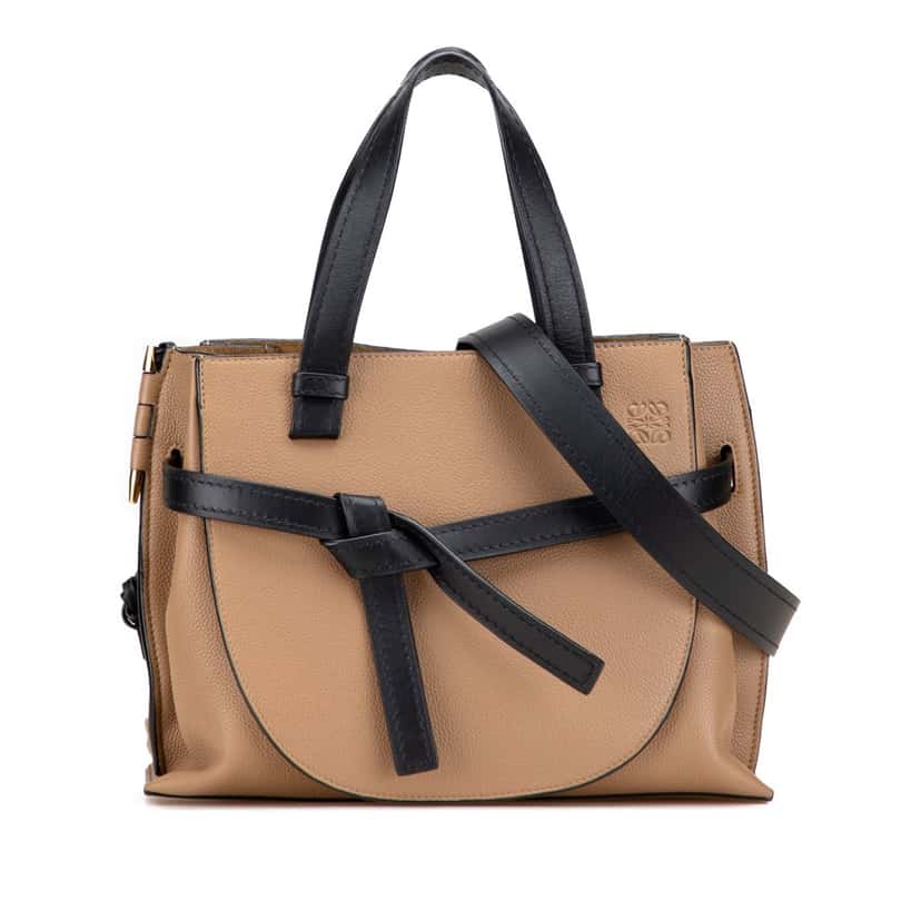 Loewe Small Leather Gate Top Handle Satchel Brown Leather Good condition - Front View