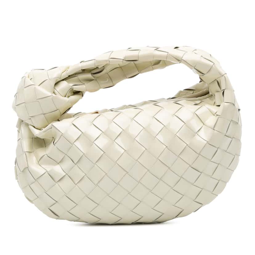 Bottega Veneta Mini Patent Intrecciato Jodie White Leather Good condition - Front View
