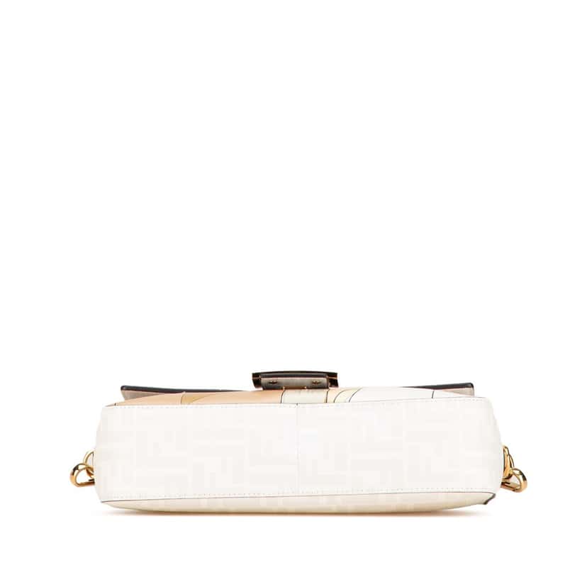 Fendi Zucca Graphic Print Coated Canvas Bikini Girls Baguette Satchel White Canvas Good condition - Inside View