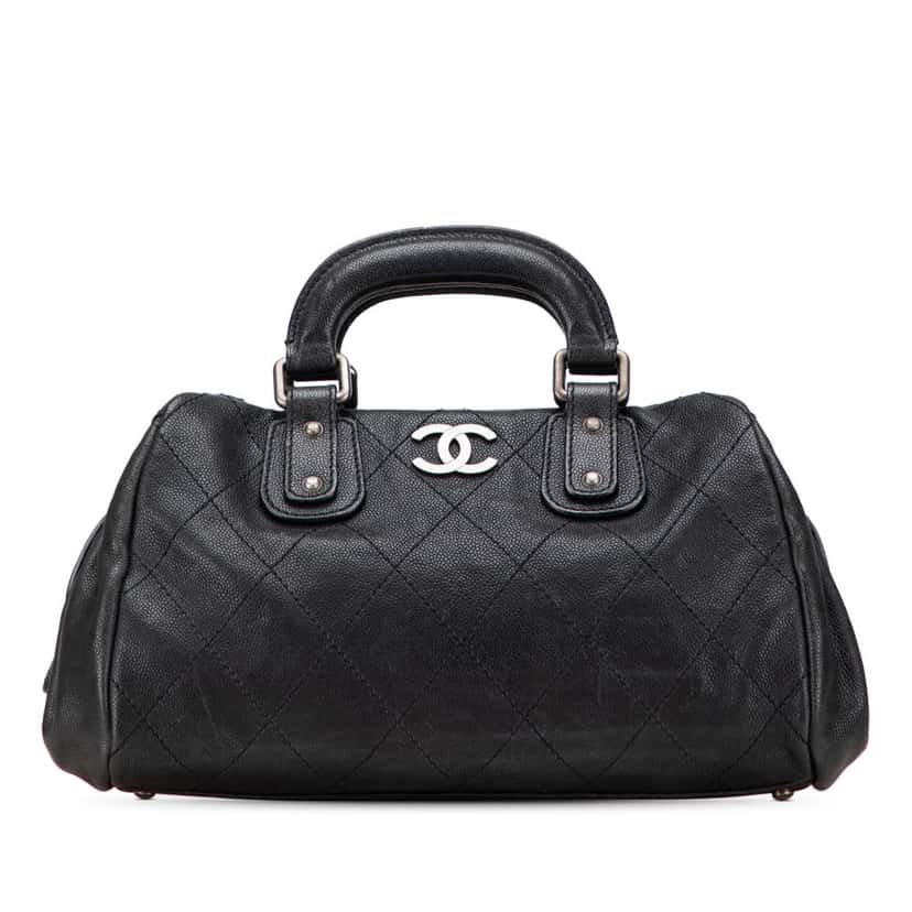 Chanel Caviar CC Outdoor Ligne Handbag Black Leather Good condition - Front View