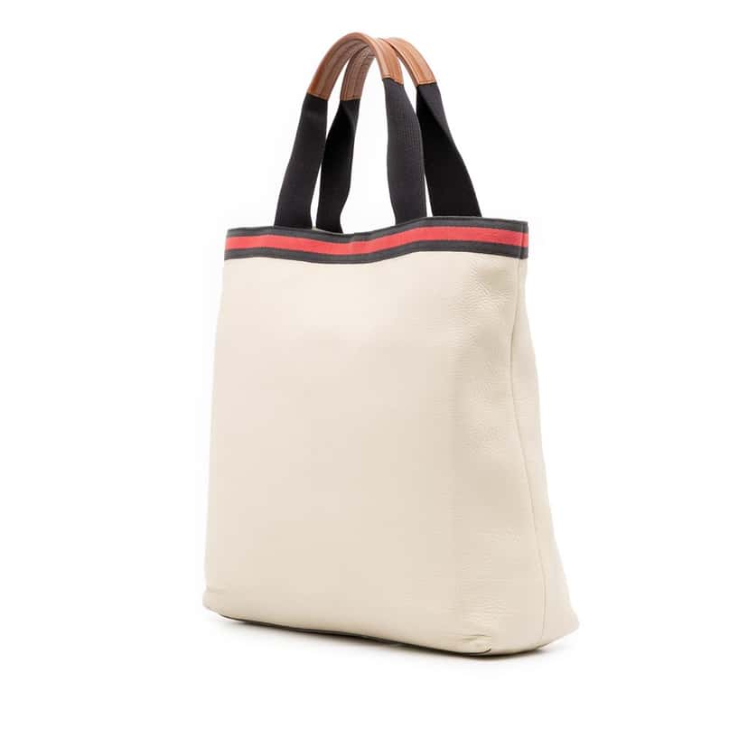 Gucci Leather Web Tote White Leather Good condition - Back View