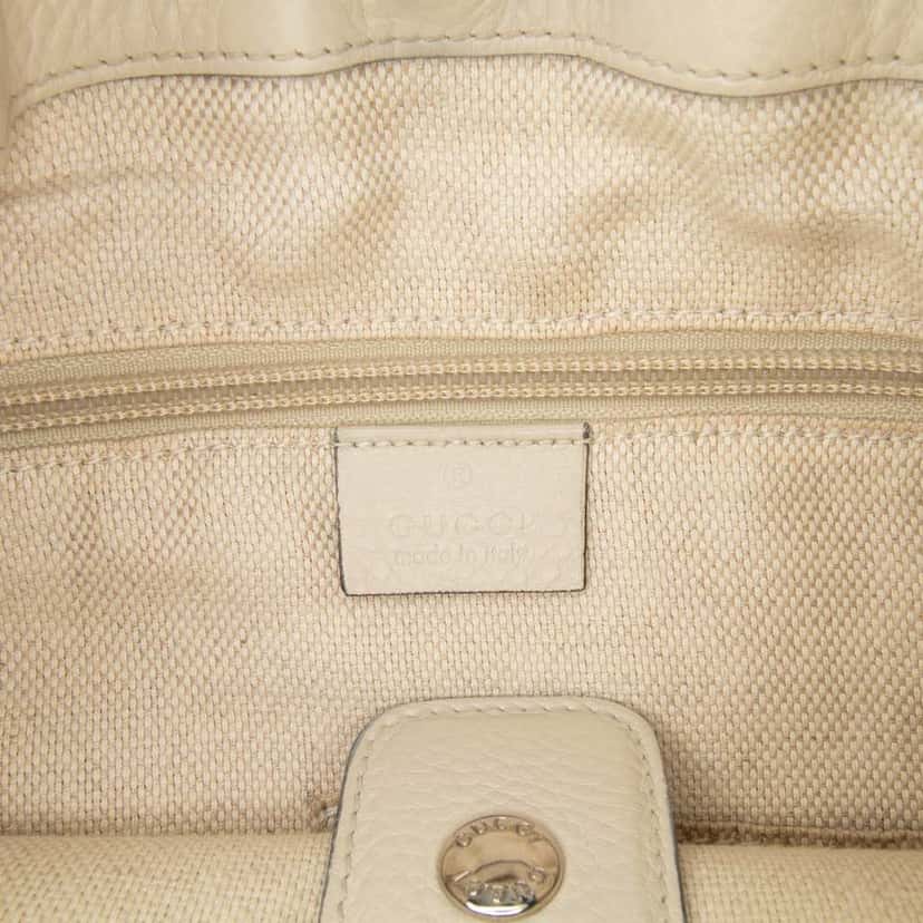 Gucci Leather Web Tote White Leather Good condition - Box View