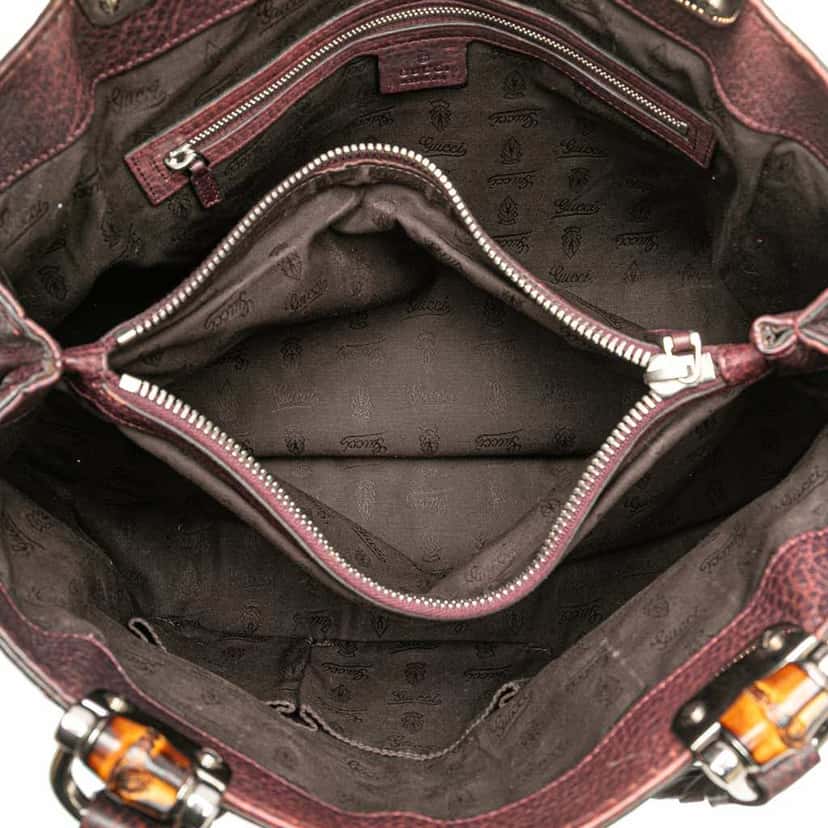 Gucci Guccissima Trimmed Leather Bamboo Libeccio Tote Brown Leather Good condition - Model View