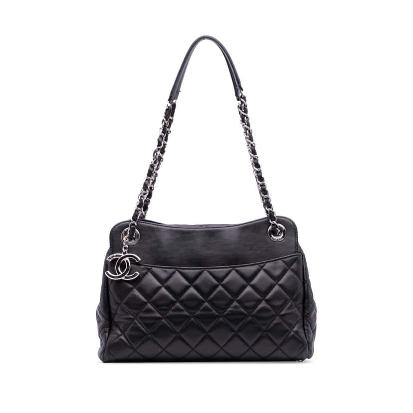 Chanel Quilted Lambskin 7 Tote Black Leather Good condition - Front View