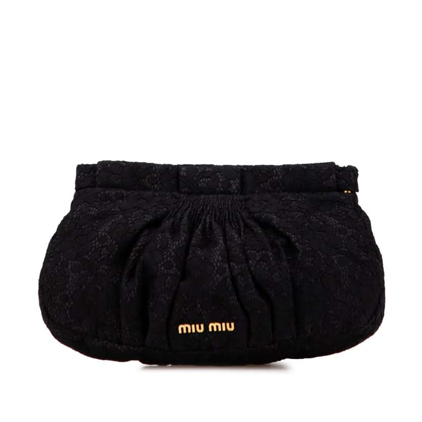 Miu Miu Lace Frame Clutch Black Good condition - Front View
