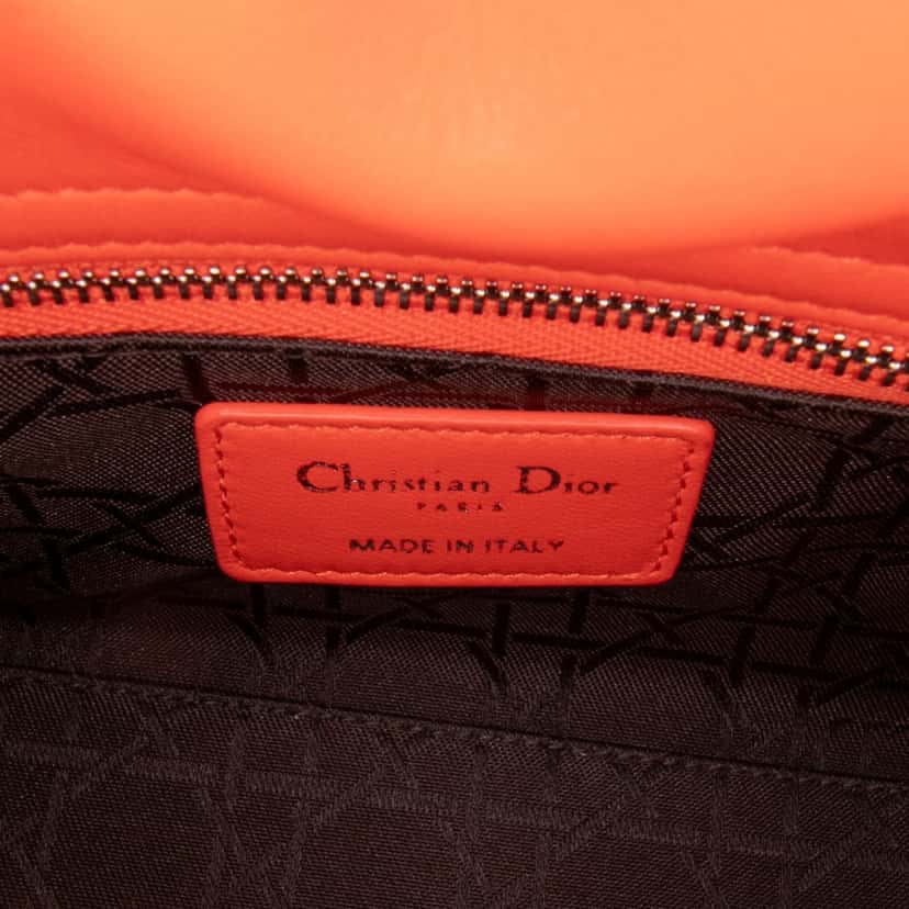 Dior Mini Lambskin Cannage Lady Dior Orange Leather Good condition - Box View