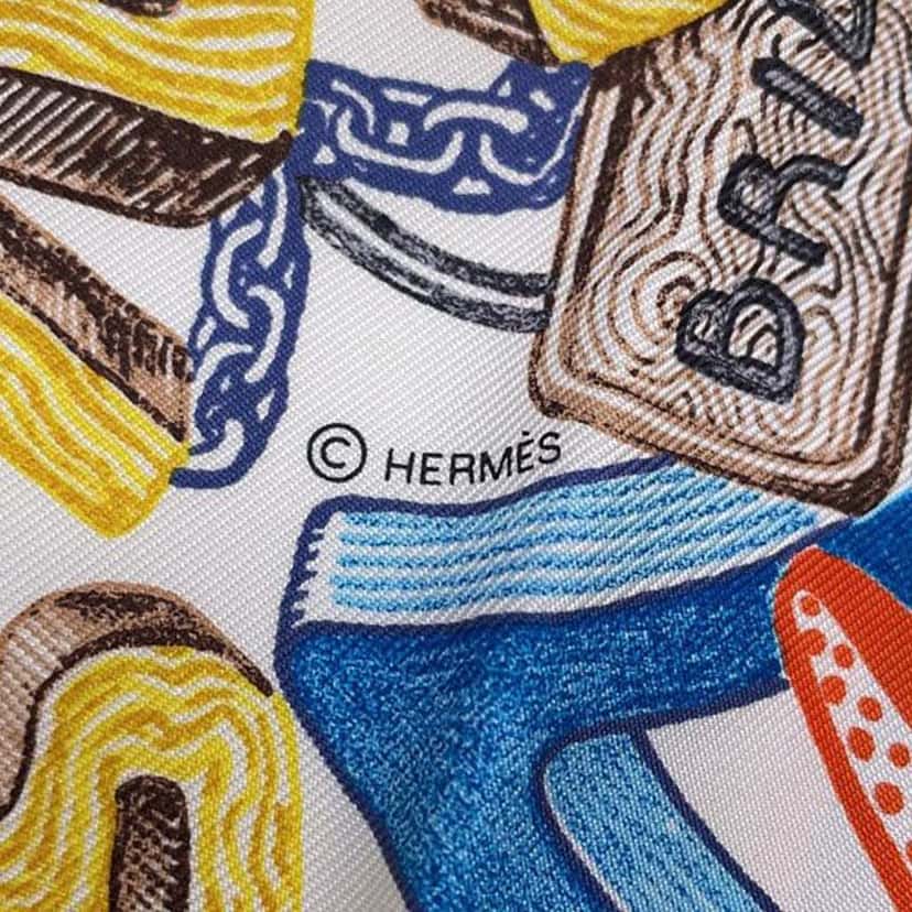 Hermès Gavroche Chevaloscope Neon Pointille Silk Scarf Blue Silk Good condition - Back View