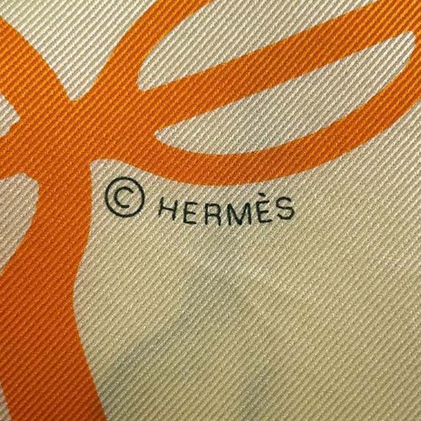 Hermès Les Petits Papiers Silk Scarf Orange Silk Good condition - Inside View