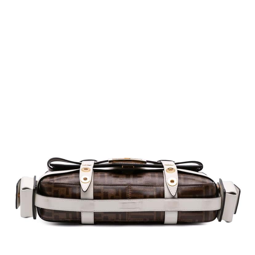 Fendi Zucca Glazed Fabric Cage Baguette Satchel Brown Canvas Very good condition - Inside View