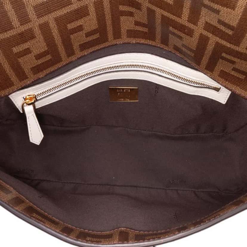 Fendi Zucca Glazed Fabric Cage Baguette Satchel Brown Canvas Very good condition - Model View