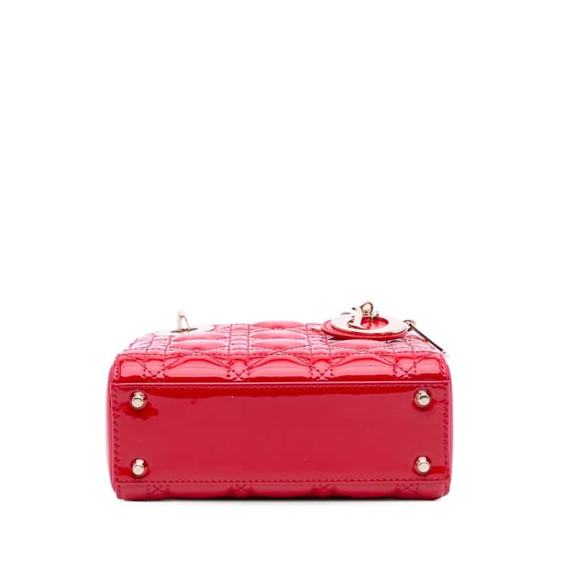 Dior Mini Patent Cannage Lady Dior Red Leather Good condition - Inside View