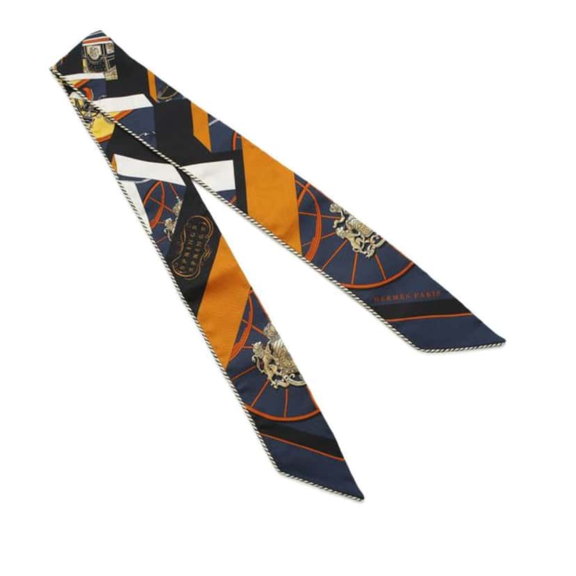 Hermès Springs Springs Baguette Silk Twilly Scarf Blue Silk Good condition - Back View