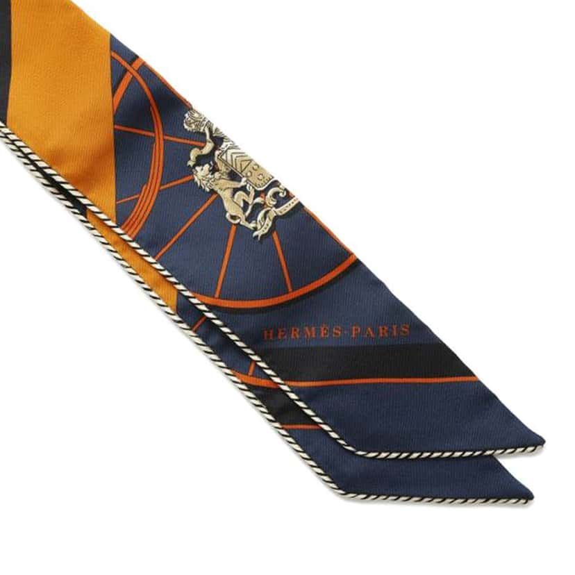 Hermès Springs Springs Baguette Silk Twilly Scarf Blue Silk Good condition - Model View