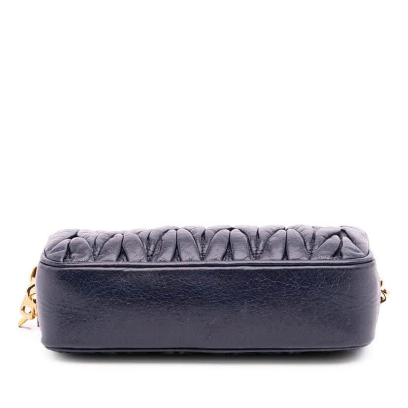 Miu Miu Nappa Matelasse Double Zip Crossbody Blue Leather Good condition - Inside View