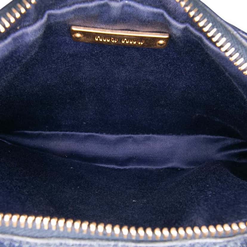 Miu Miu Nappa Matelasse Double Zip Crossbody Blue Leather Good condition - Box View