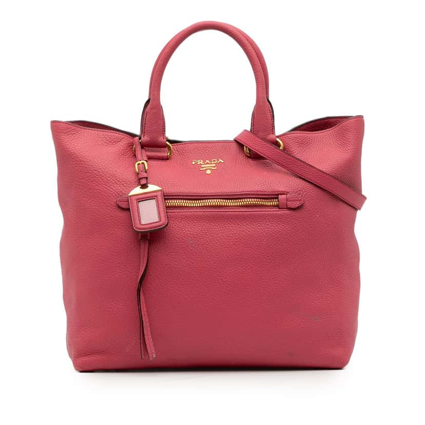 Prada Vitello Daino Open Convertible Tote Pink Leather Very good condition - Front View