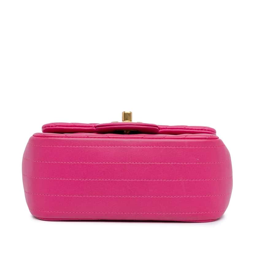 Chanel Mini Square Classic Chevron Lambskin Single Flap Pink Leather Good condition - Model View