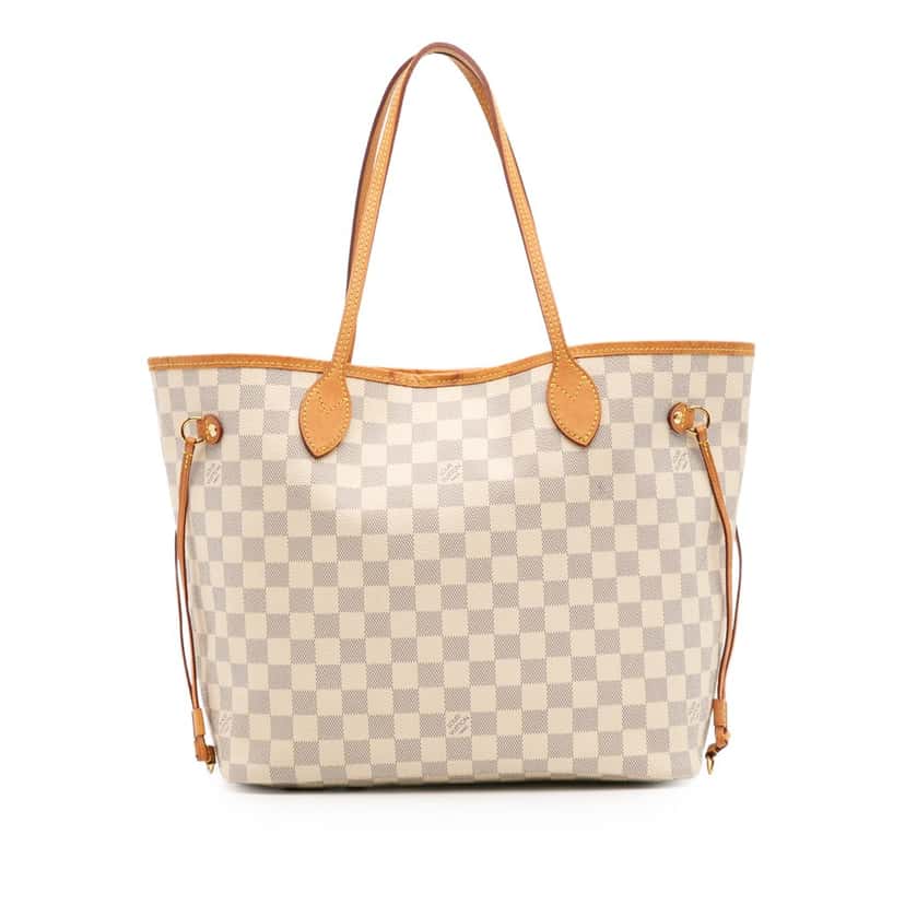 Louis Vuitton Damier Azur Neverfull MM White Canvas Good condition - Front View